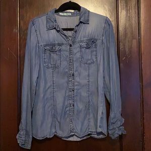 Denim style long sleeve button down